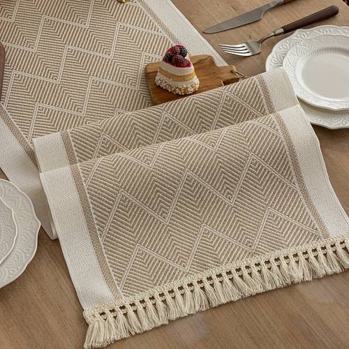 1pc table runner solid color geometric pattern table runner suitable for living room dining room wedding party decoration tabletop decor