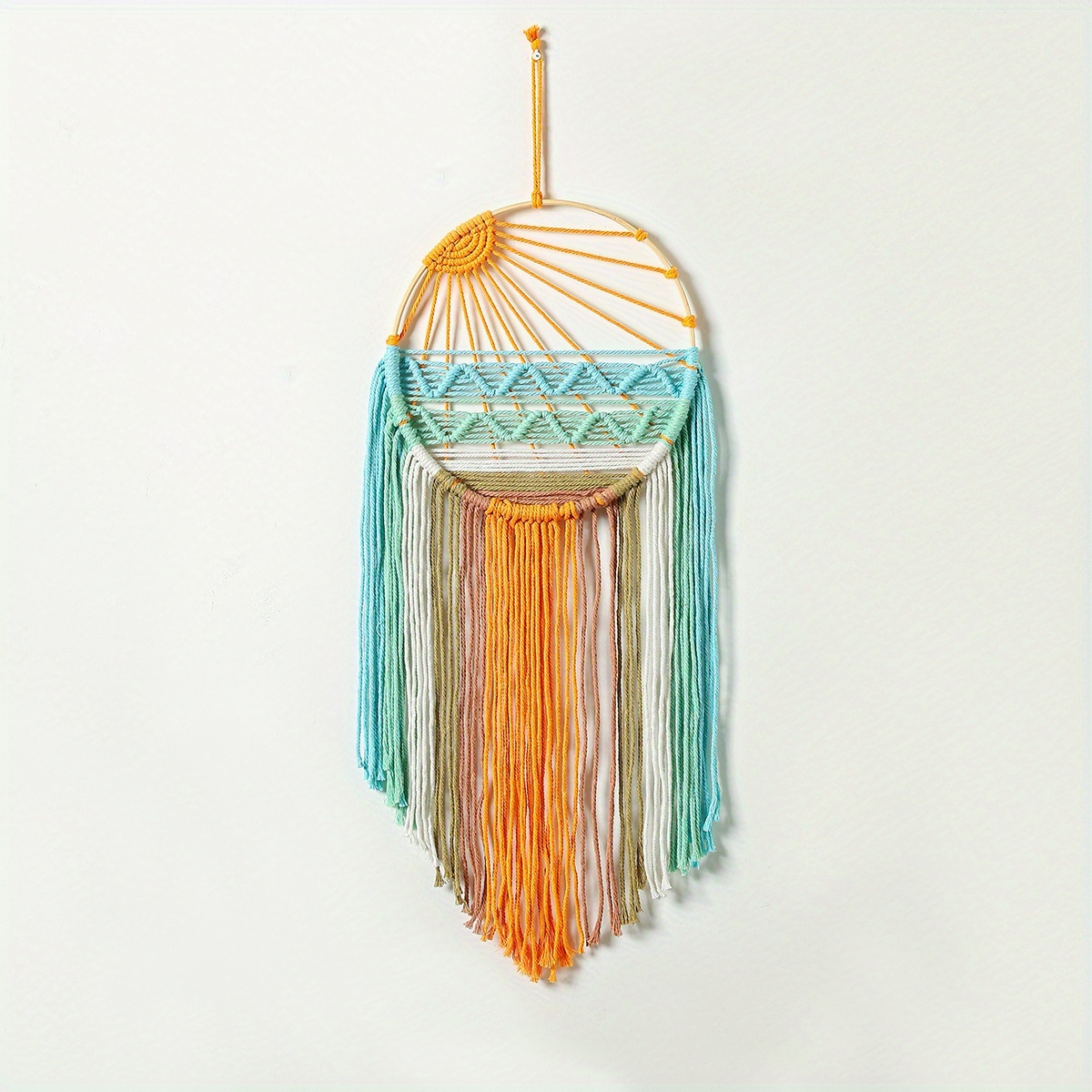 TEMU 1pc Of Handmade Sun-shaped Dreamcatcher, Depicting Sunrise, , And Sunset, Vivid And Interesting. Suitable For Indoor And Outdoor Home Hanging,
