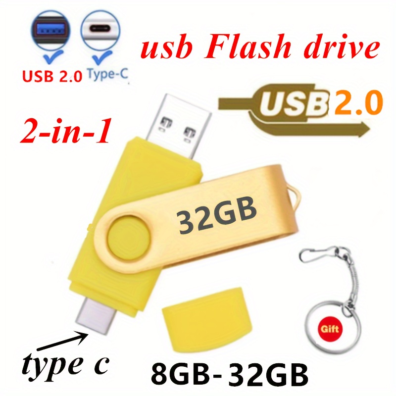 

1pc 2-in-1 Usb 2.0 , 8gb/32gb/128gb -c & Usb , Otg For , Pc, Tablet, - &