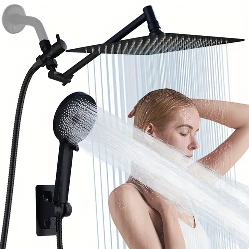 1 set rain shower head combo with extension arm 8 inch or 10 inch shower head with handheld spray height adjustable square shower