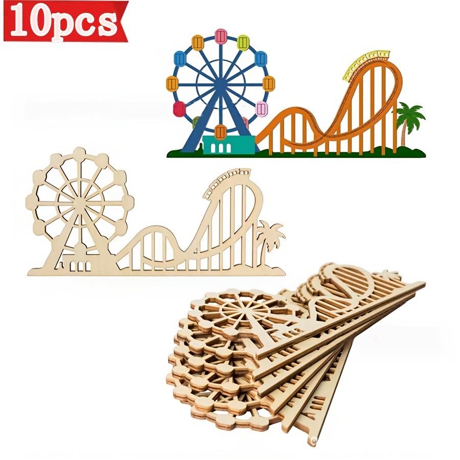 TEMU 10pcs Wooden Hollow Wheel Shape Diy Painting Decoration Home Decoration Pendant Birthday Party Decoration Mini Garden Decoration Wooden Ornament