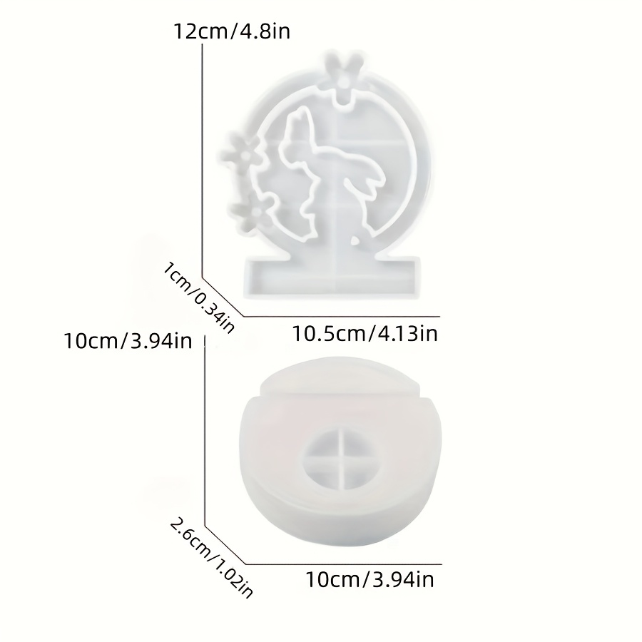 Image of Diy Clay Mold 2pcs Halloween Rabbit Insert Sign Round Candle Holder Base Plaster Cement Silicone Mold Set, Light Kiss Rabbit Ring Insert Sign Single Hole Round Candle Holder Epoxy Resin Mold