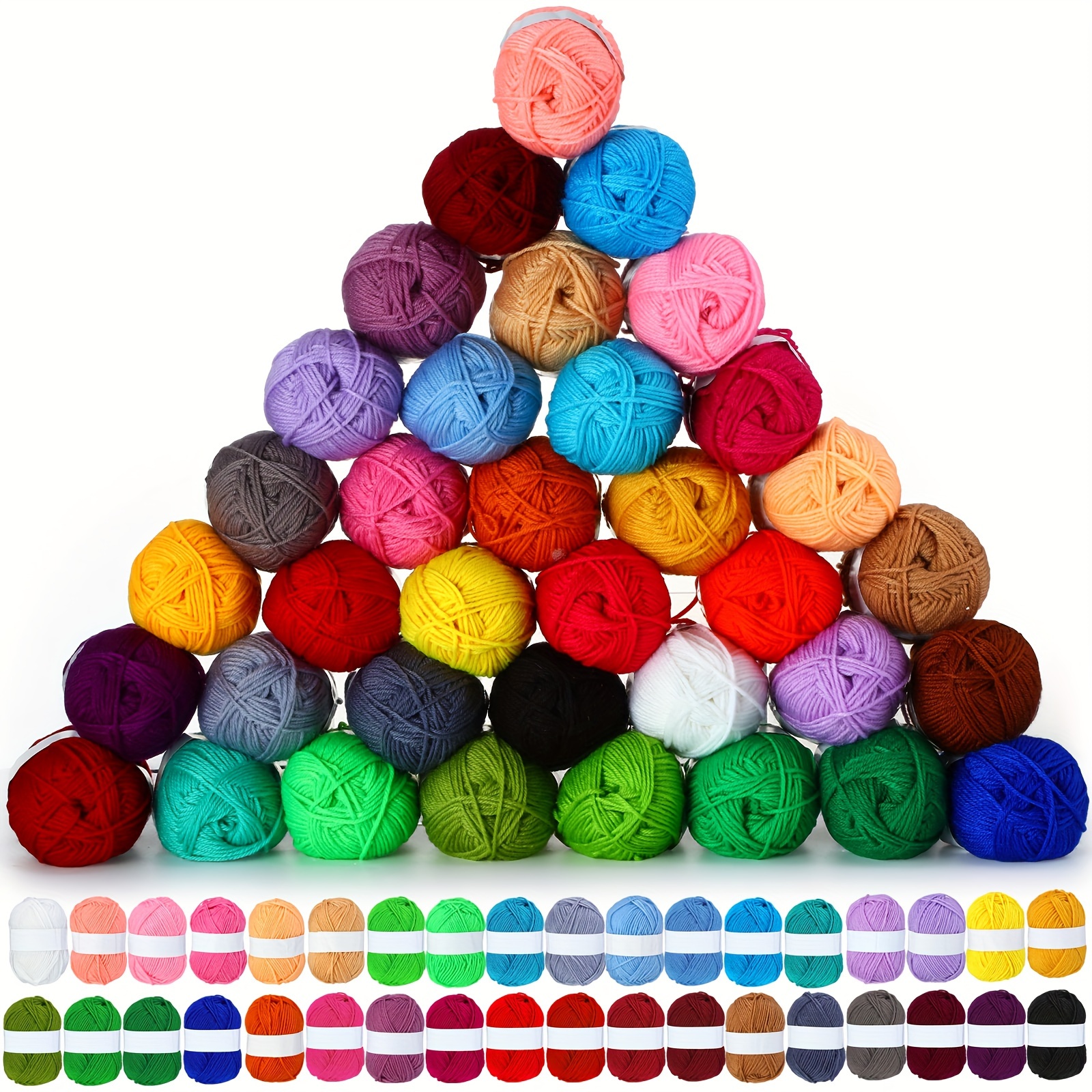 TEMU 36 Rolls Of 50g Crocheting Yarn 3268 Yards Knitting Polyester Yarn Bulk Multicolor Yarn Knitting Kits Soft Yarn Yarn And Needles Kit For Adults