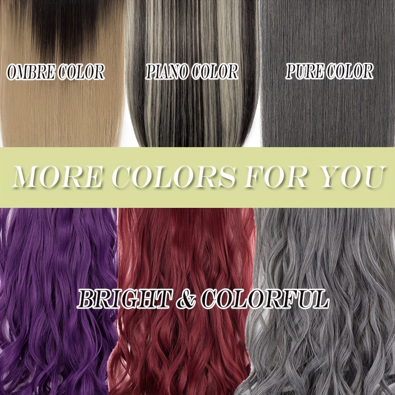 8pcs clip in hair extensions long straight thick synthetic hairpieces 23inch 58cm   double weft natural curly 8pieces set hair piece highlight mix   for women daily party halloween xmas details 6