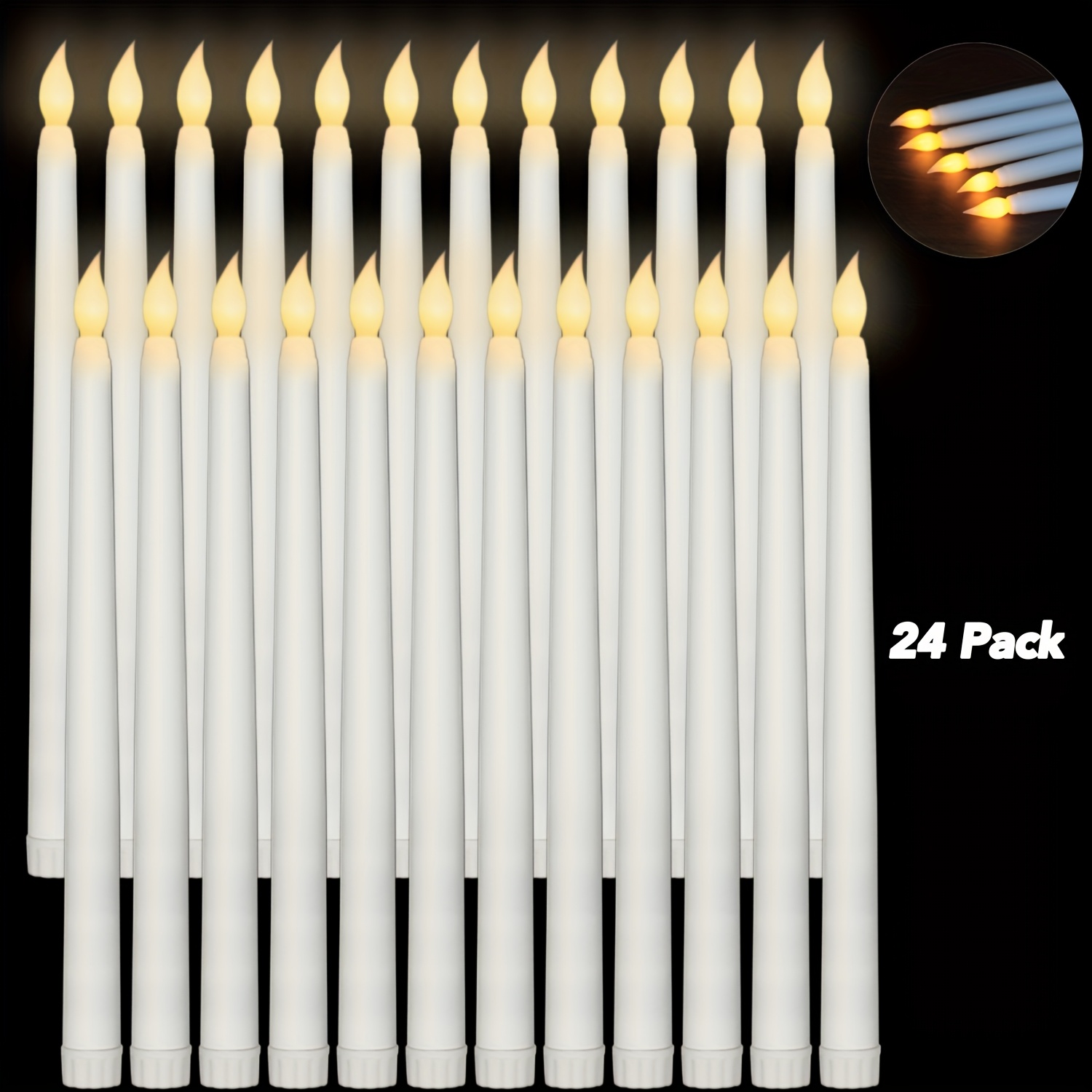 set med 24 flamlösa ljus för bordsdekoration, batteridrivna led-lampor med flimrande effekt, 11 tum,   för årsdagar, bröllop, alla hjärtans dag, halloween och  . batterier ingår ej.