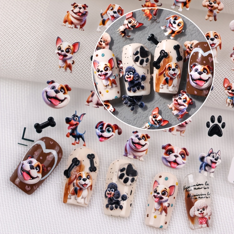 

Cartoon Dog Nail Art Stickers, Decorative Diy Self-adhesive Plastic Decals With , Sharpees, , Bones - Animal Theme, Rectangle Shape, , Dog Accessories, Personal Use