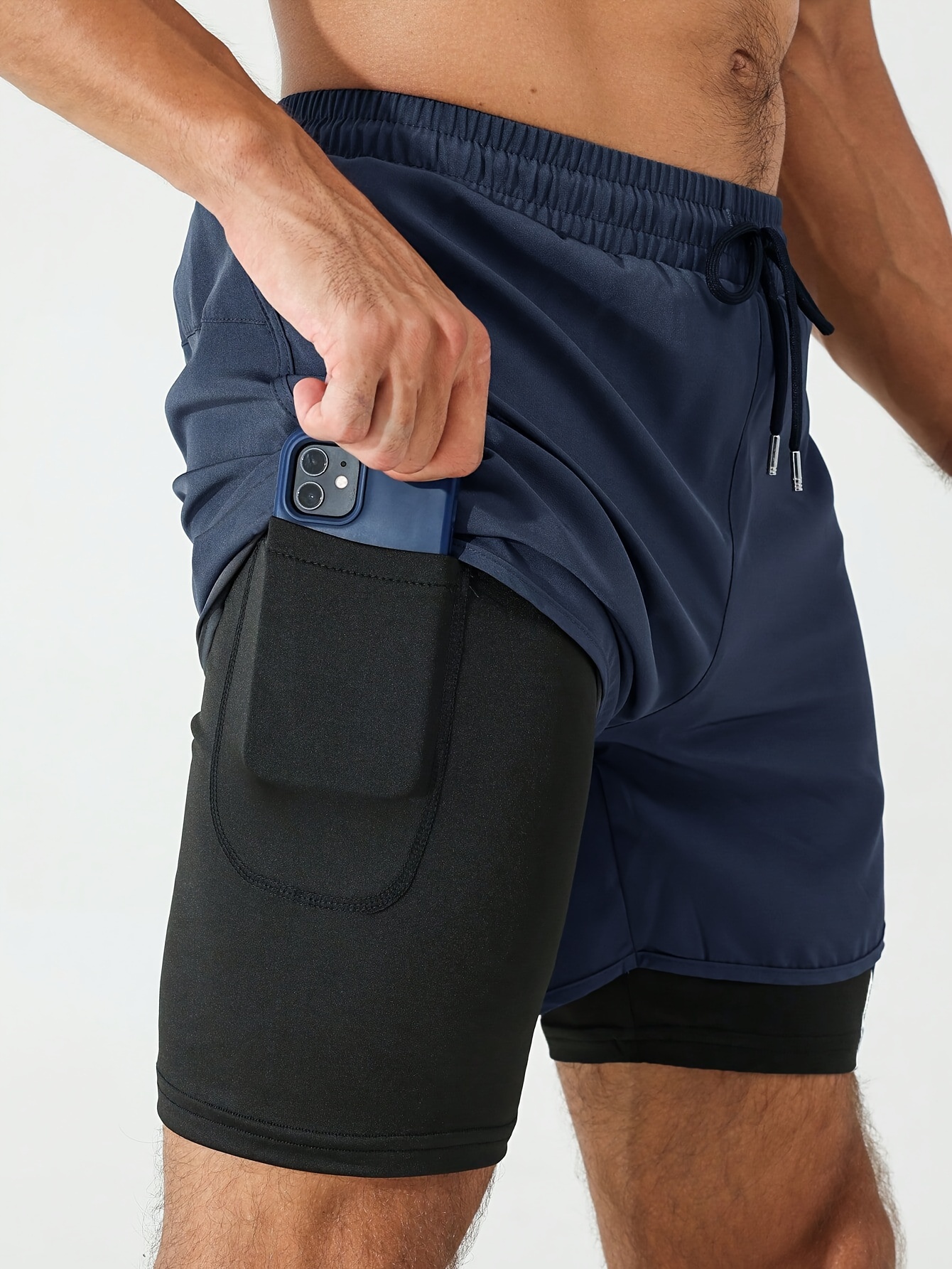 Men'S 2-In-1 Running And Fitness Shorts with a Zippered Back Pocket