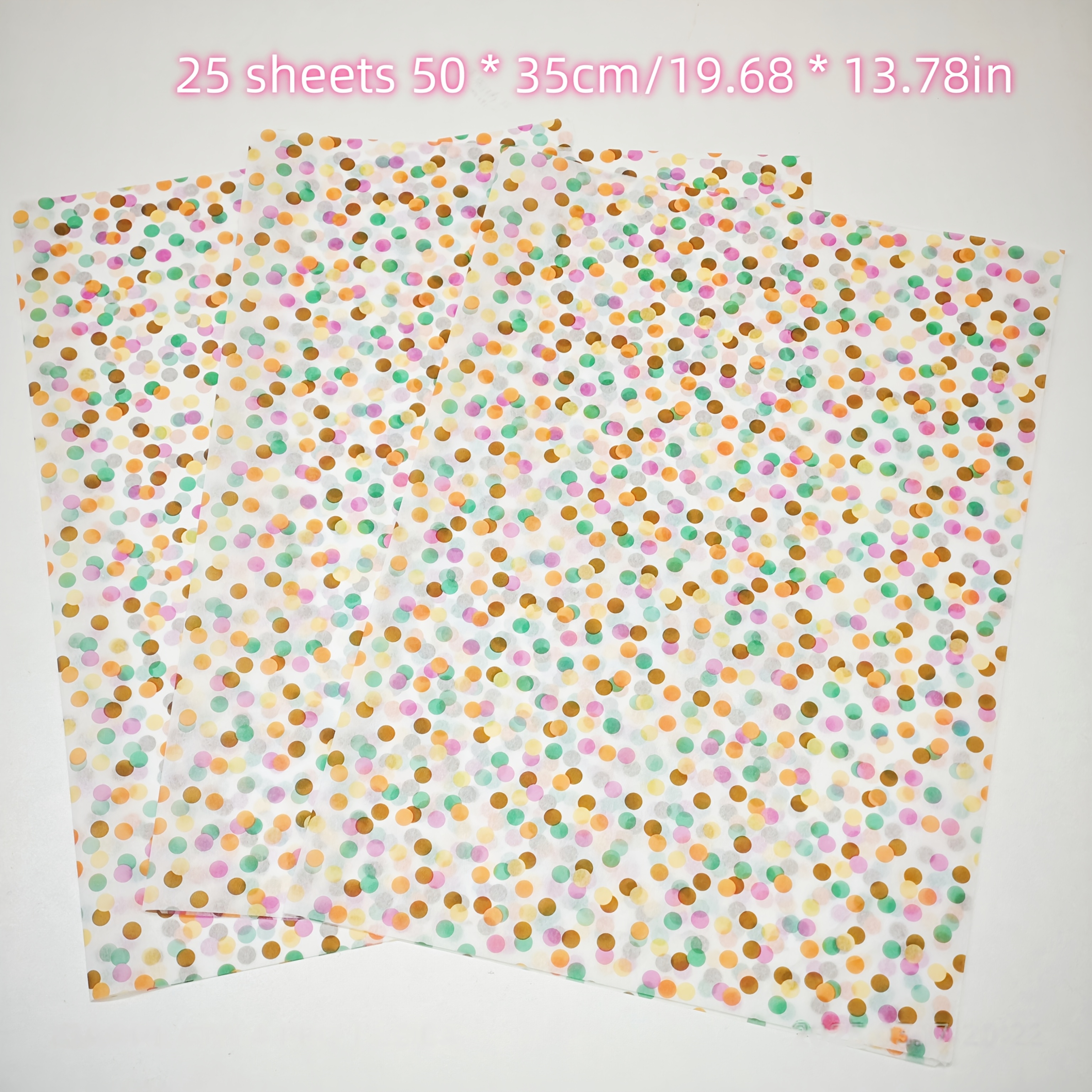 TEMU 25 feuilles de papier de soie coloré à pois pour emballage cadeau, mesurant 20''X 14'', idéal pour emballer de Pâques, , de fêtes,