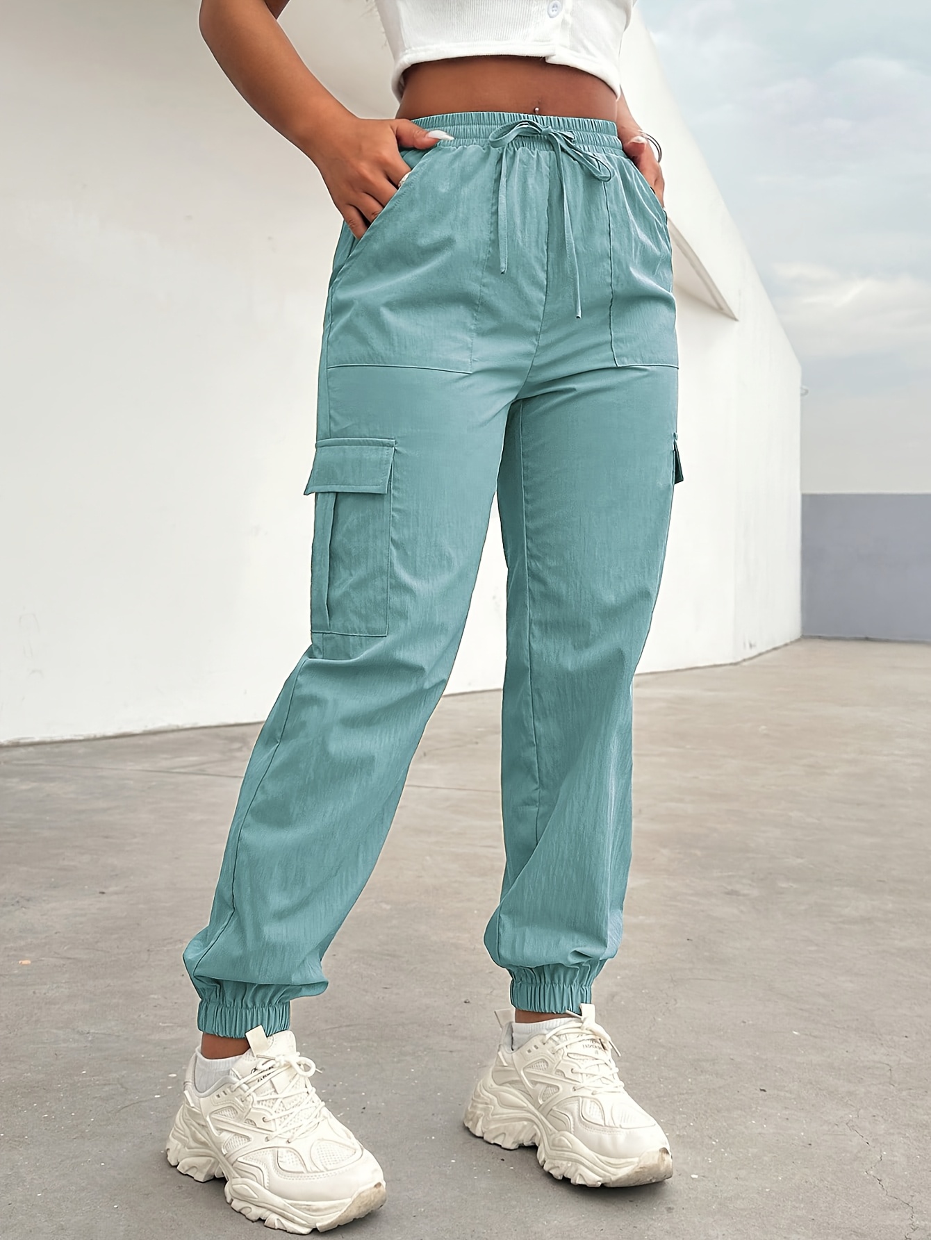 high waist pocket loose drawstring - Temu South Africa