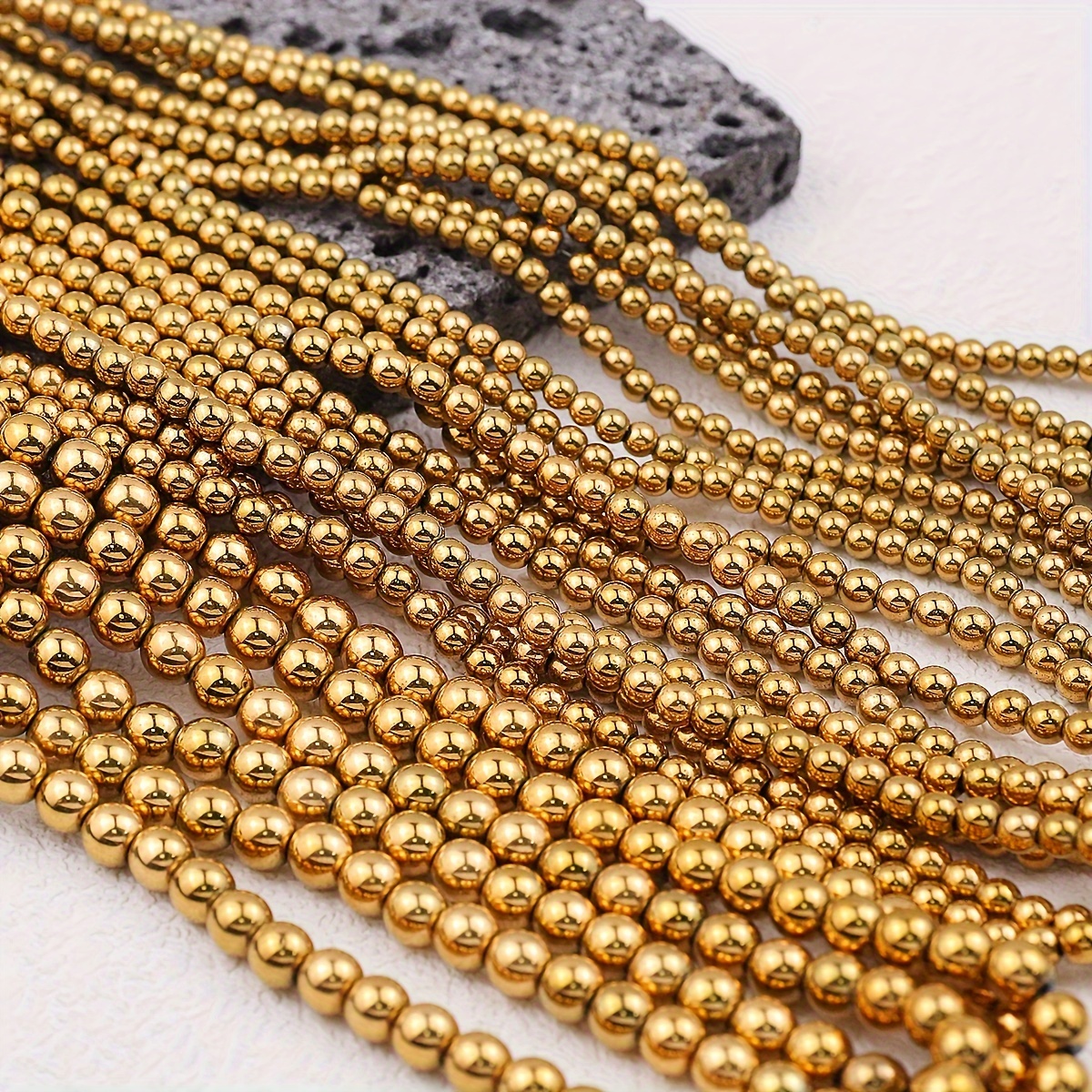 

Golden-tone Hematite Beads 2/3/4/6mm - Smooth Round Loose Spacer Beads For Diy Jewelry Making, Bracelets, Necklaces, Earrings, Shoe & Apparel Accessories