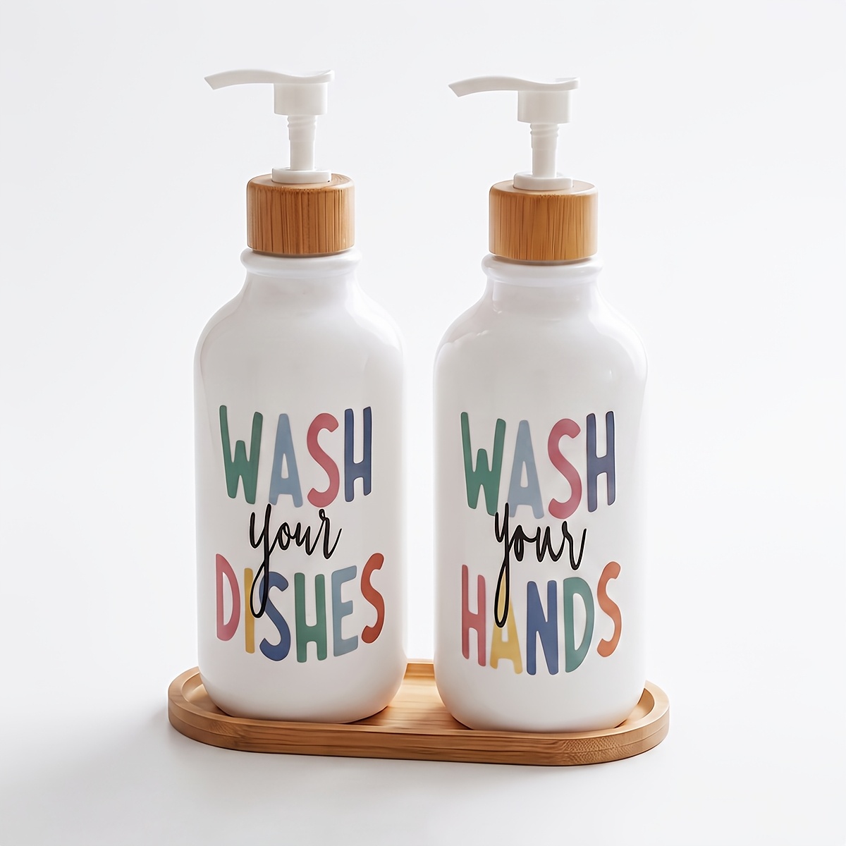 TEMU 2pcs Hand & Dish Soap Dispenser With Tray - Freestanding Suitable /bathroom, -free Plastic Soap Dispensers, No Installation Required, Hygienic