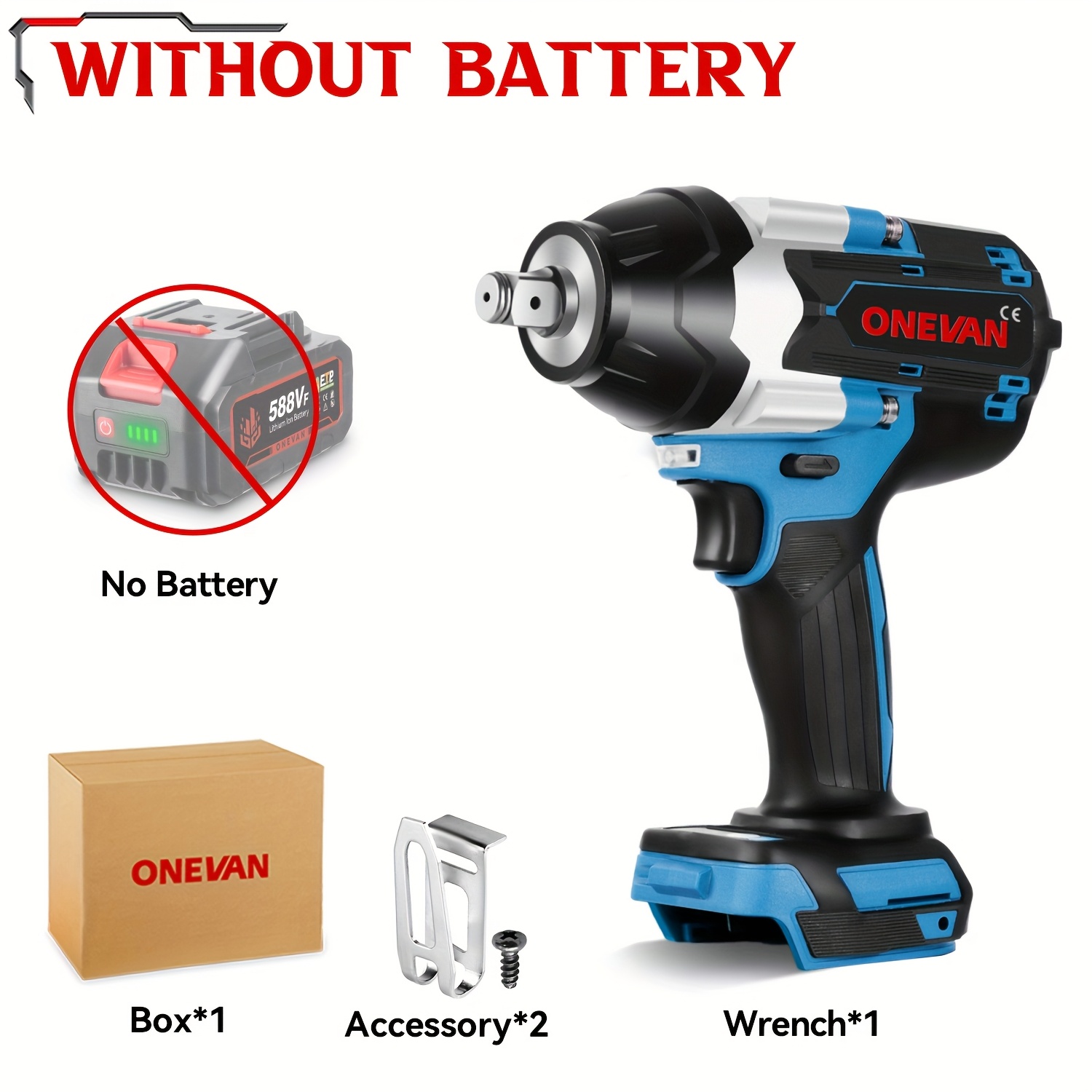 Anancyi Clé à Chocs Sans Fil 18 V, 1000 N.m (738 Ft-lbs), Couple élevé, Clé à Chocs Sans Balais 1/2", Clé à Chocs électrique Pour Makita-BL Batteries