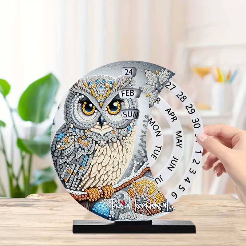 TEMU Un kit de peinture diamant - un calendrier rotatif unique avec un motif de , décoration de bureau à , changeur de date créatif, cadeau fait à ,
