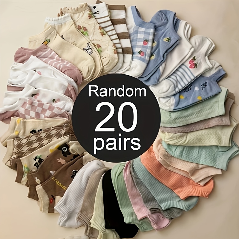 E-shop Zufällige 20 Paar flache Frühlings-Sommer-Socken, atmungsaktiv