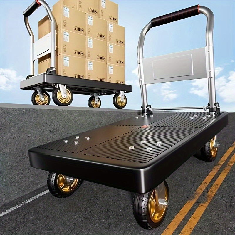 

4-wheel Folding Hand , Quiet Rubber Wheels, Plastic Construction, Lightweight Portable Cart For Home And Office Use