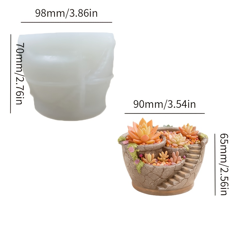 TEMU Resin Silicone Mold: A Miniature Stone-patterned Step-style Succulent Planter Silicone Mold That Replicates Rock Textures, Step Details, And