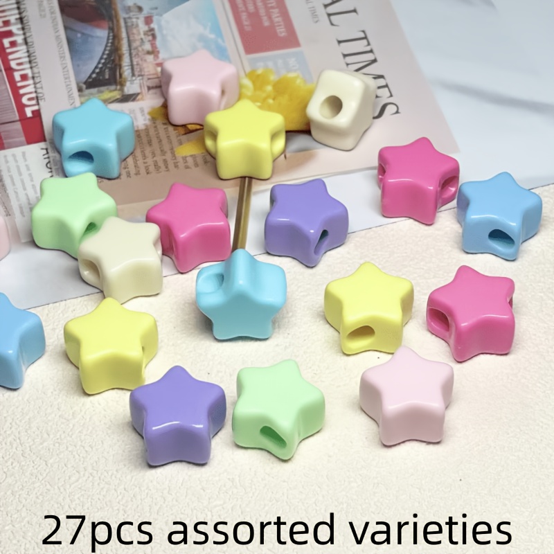 TEMU 27pcs Random Mixed Large Hole Beads Diy Craft Supplies, Crafting Materials, Apparel Decorations, Accessories, Necklace, Earring And Other