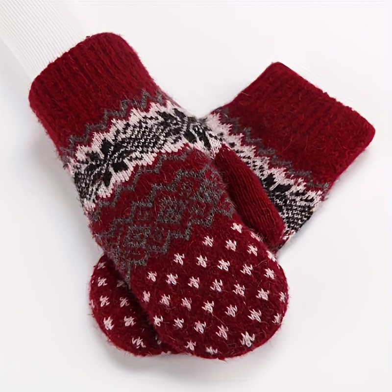 1 Pair Thickened Winter Gloves, With Elastic Wristbands For Closure, Design, Suitable For Skiing, Cycling, And Outdoor Activities - Cold Weather Gloves