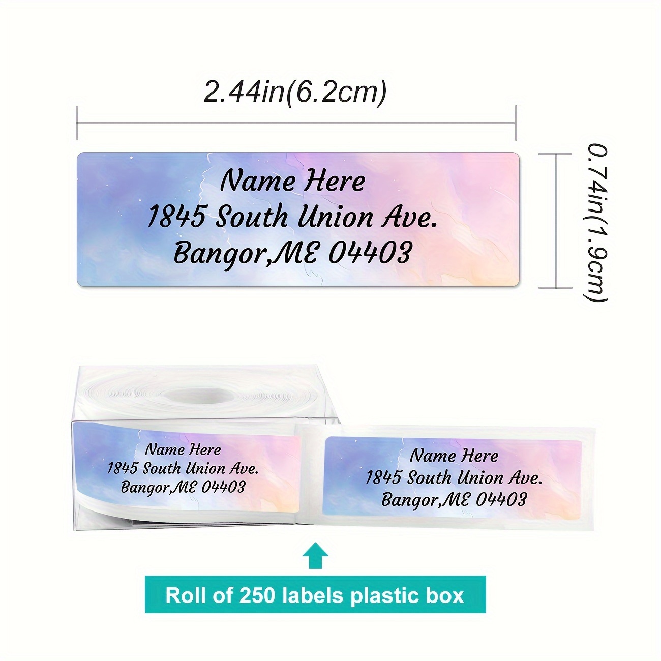 TEMU Colorful Personalized Mailing Address Labels, Custom Adhesive Label Rolls, 2.5 Inches X 0.75 Inches (60 Labels Per Roll / 250 Labels Per Roll)
