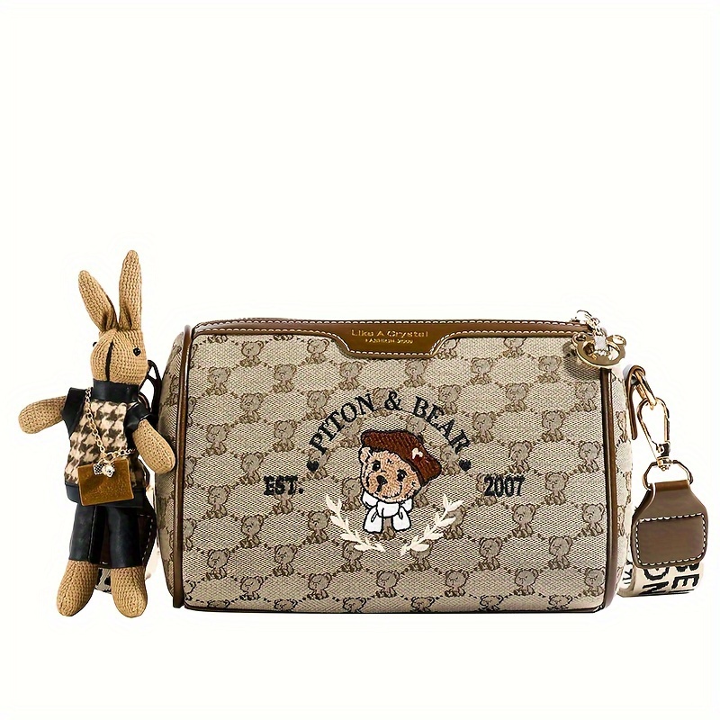 TEMU Small Bag Female Fashion Lightweight Bear Crossbody Bag Versatile Casual Wide Strap Women's Bag Single Shoulder Underarm Bag