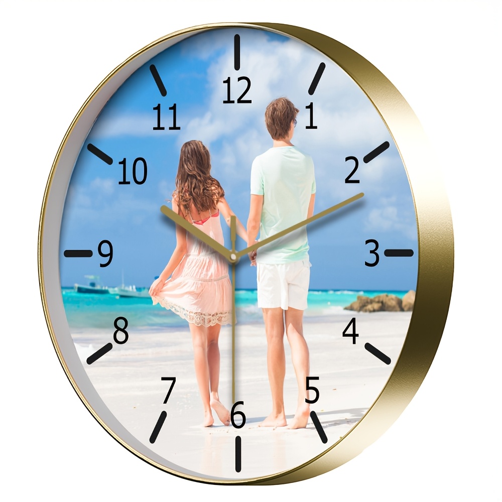 TEMU Custom Photo Wall Clock, Personalized Clock With Picture - Perfect Gift For Birthdays, Weddings, Valentine's Day, Ideal For Family Portrait