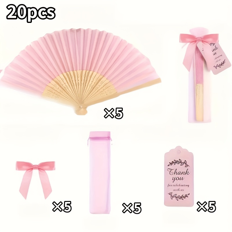 Image of 12/20pcs Pink Wooden Folding Fans, Bridesmaid Gifts, Bachelorette Party Wedding Shower Decorations, Bridal Shower Wedding Favors Decorations, Wedding Decorations, Party Decorations