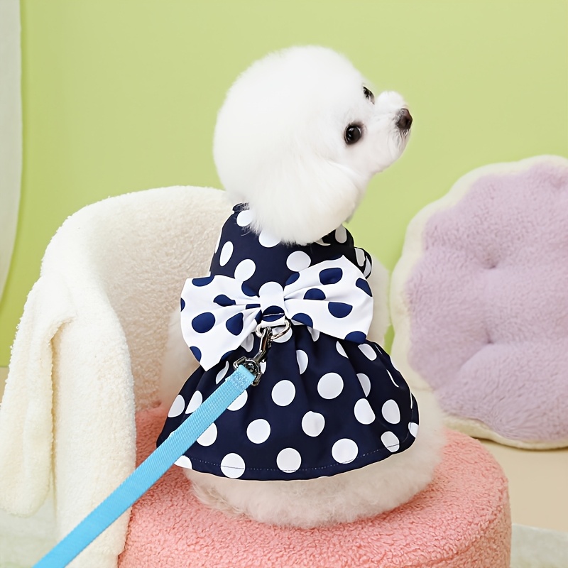 TEMU 【商品名】夏用 軽量 ダークブルー 水玉柄 ベスト ドレス ペット用、テディ、ビション、シュナウザーなどの小型犬に最適
