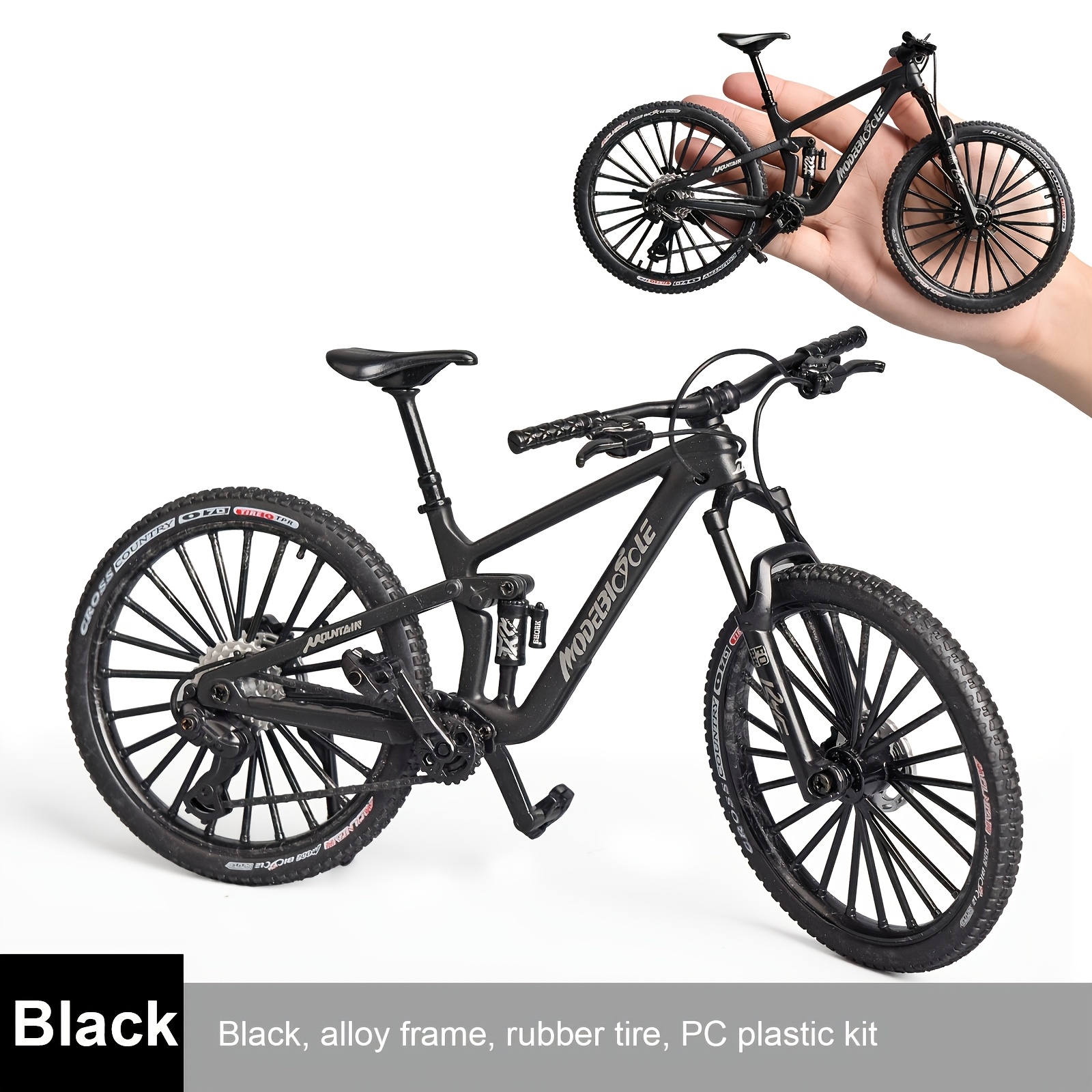 Image of Alloy Bicycle Model - Realistic Road And Mountain Bike, Great Christmas, Birthday Gift For Cycling Enthusiasts - Red, Orange, Black