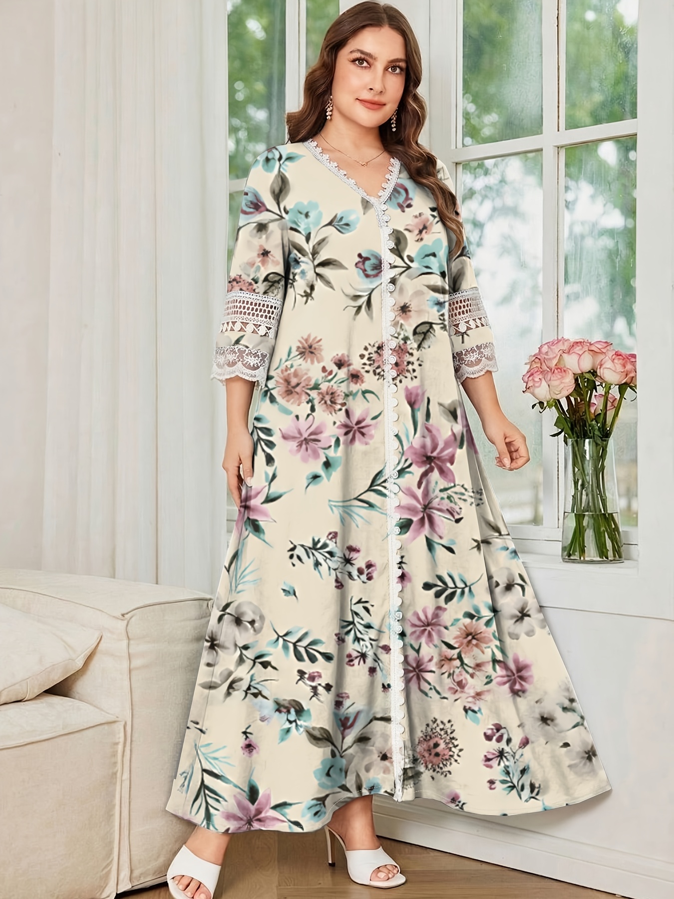 plus size plus size womens bohemian style vacation dress v
