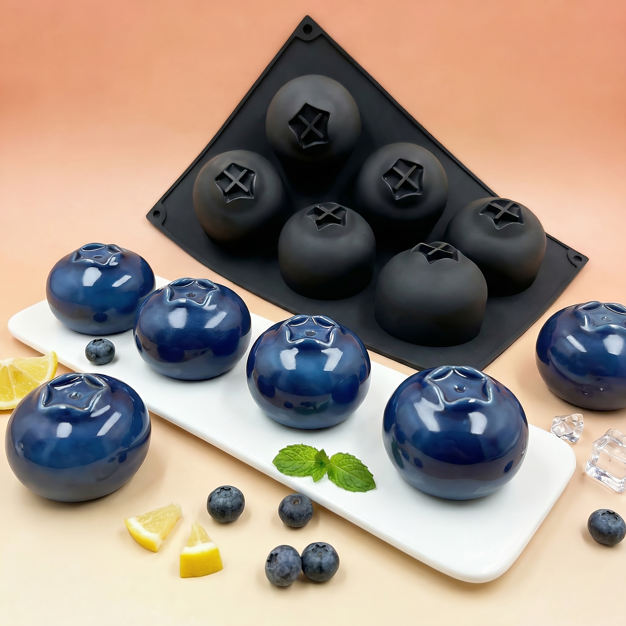 6- Silicone Mold Blueberry Cake Food Mold Chocolate Candy Fondant Mold Candle Mold