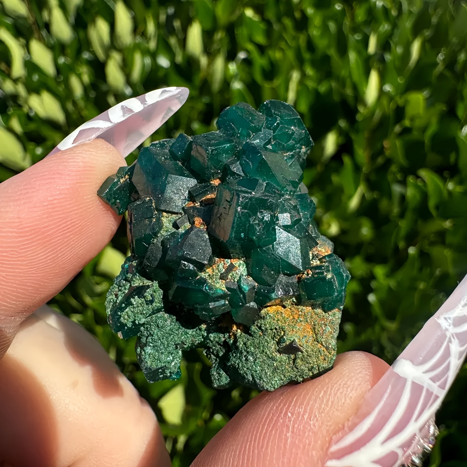 Natural Green Diopside Artificial Crystal Cluster, Rare Deep Green Specimen