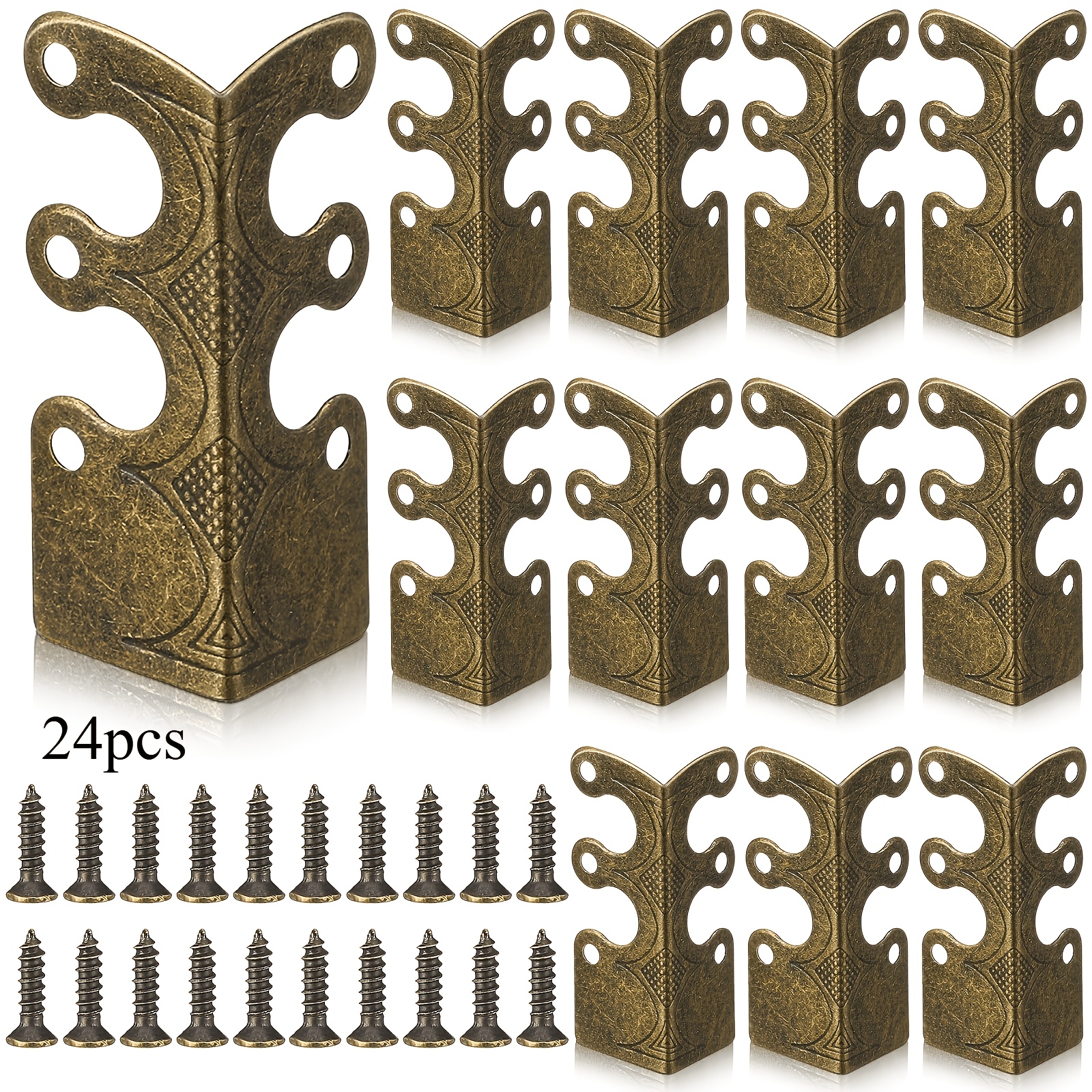 TEMU Moulure de plinthe en laiton 15/24 pièces, plinthe murale d'angle en métal vintage pour meubles, bibliothèques, tables et décoration intérieure