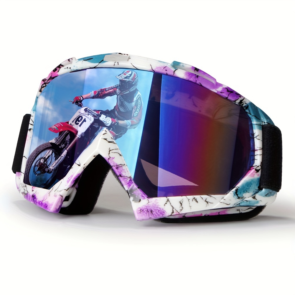 

Dirt Bike Goggles, Motorcycle Goggles Atv Goggles Riding Goggles Ski Goggles Windproof Glasses Racing Goggles High Quality Tpu Frame One-piece Molded Pc Hard Lens