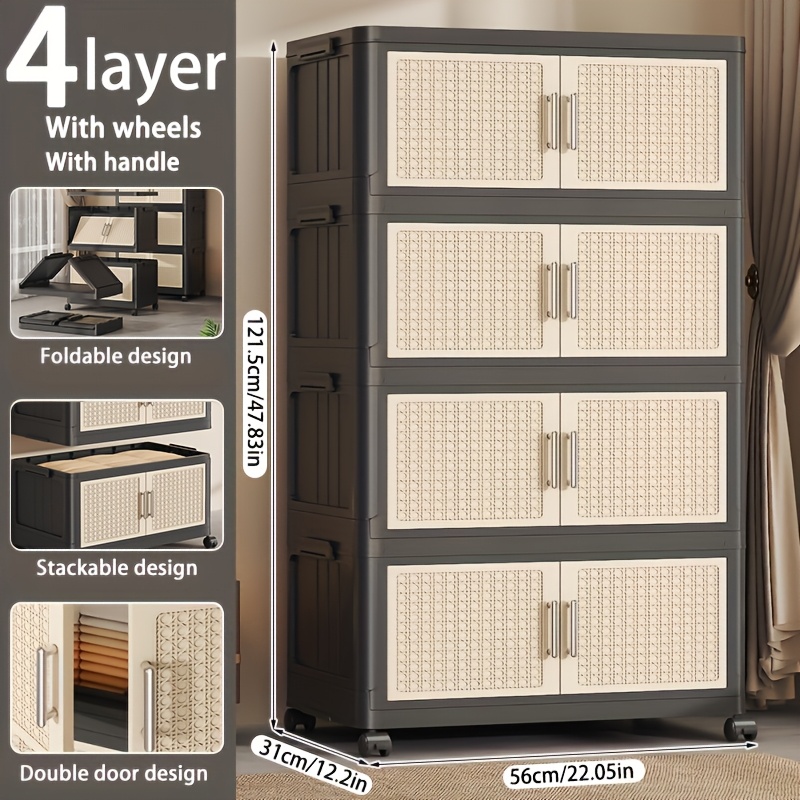Large-Capacity Plastic Storage Bin with Lid, Foldable Storage Bin