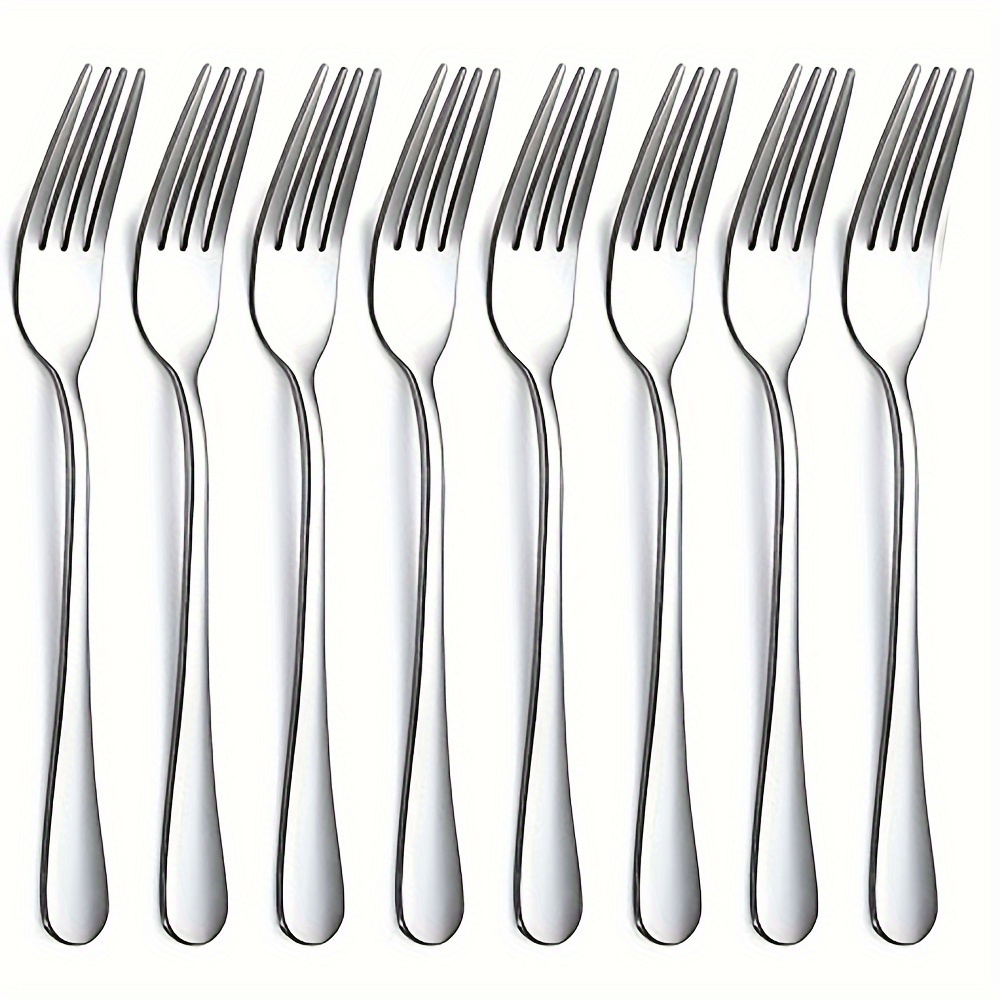 8pcs Stainless Steel Salad Forks (6.7in) Stainless Steel Forks, Cake Forks, Dinner Forks, Dessert Forks, Silverware Table Forks Set, Modern Cutlery Forks, Easy To Clean, Dishwasher Safe