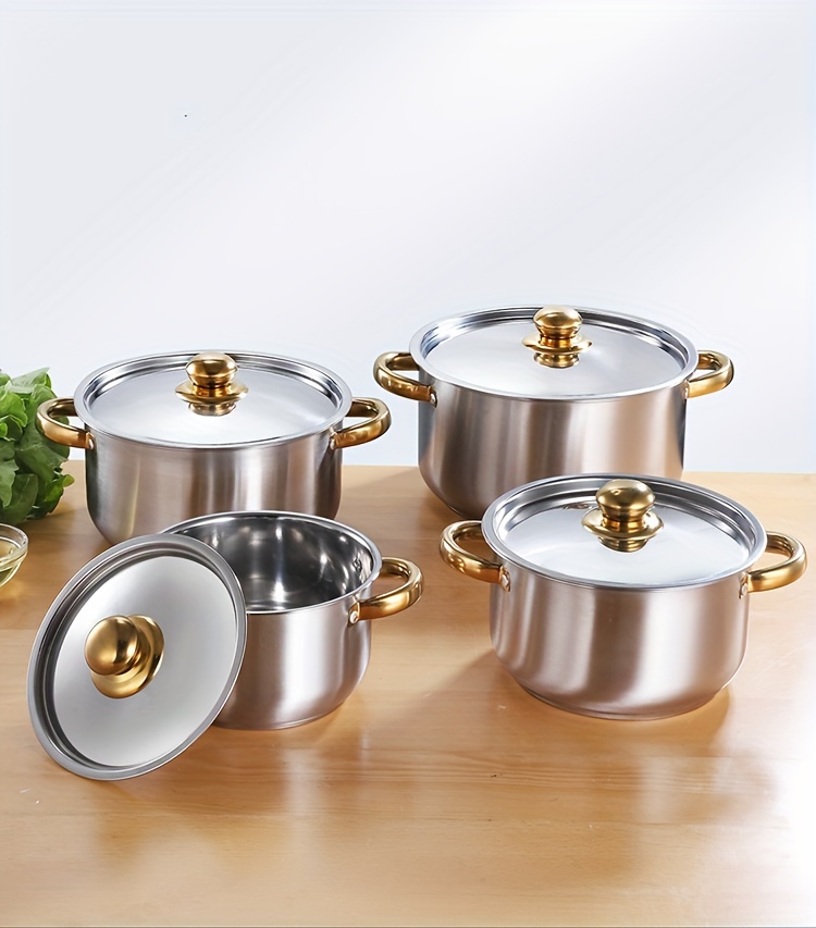 410 stainless steel thickened soup pot cookware set 4pcs composite bottom 18 20 22 24cm details 0