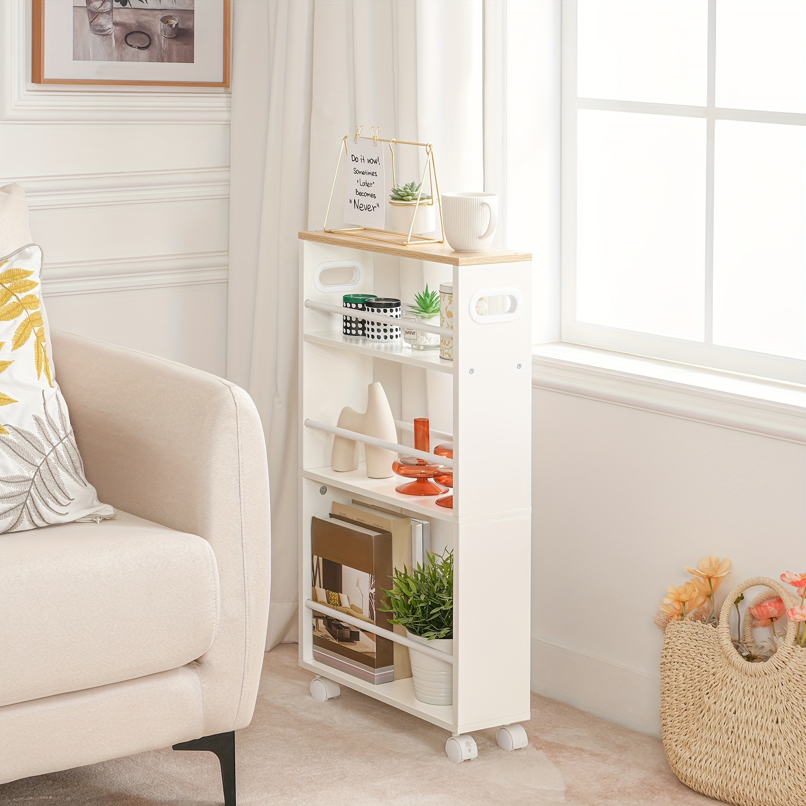 TEMU Multi-functional Storage Rack Handcart, Equipped With Rotating Universal Wheels, Kitchen Storage Rack, Size 45x15x80 Cm, Practical Workbench,