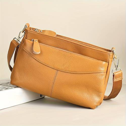 authentic leather crossbody bag for women handbag with adjustable strap pockets removable shoulder strap stylish single present for mother must have for commuting