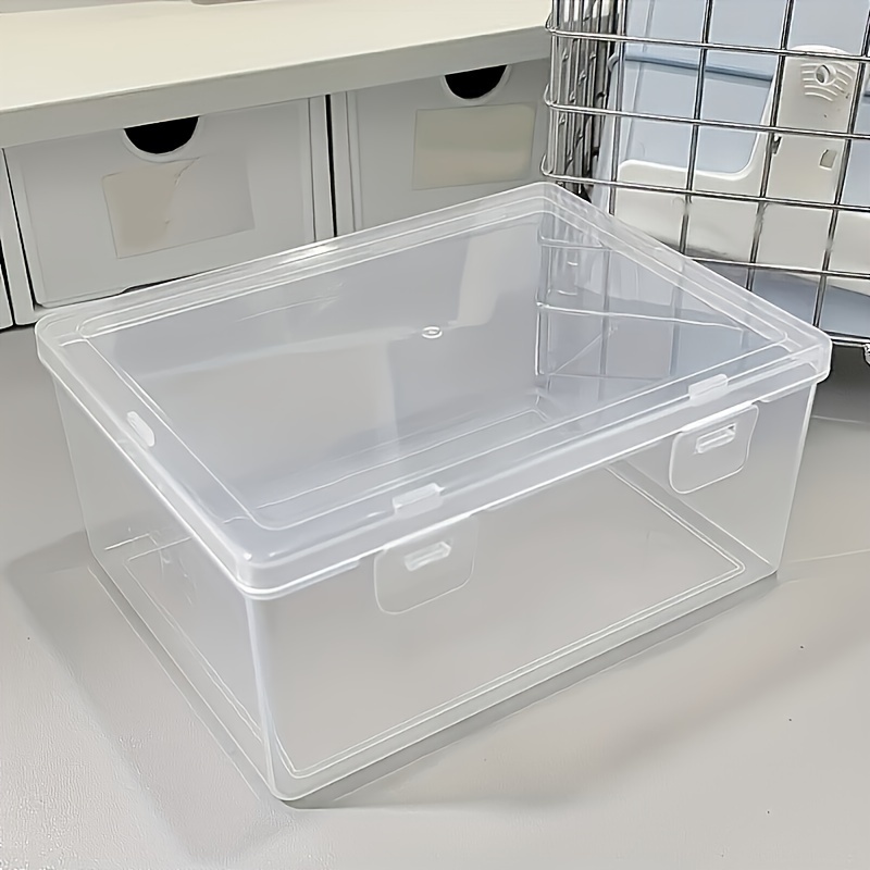 

1pc Large Capacity Transparent Storage Box With Lid - Dust-proof Pp Material, Ideal For Office And School Supplies, Pens, Notebooks, Cables | Foldable Organizer