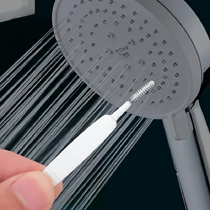 10pcs Shower Head Cleaning Brush Set, White Multi-Functional Bathroom Accessory for Home Use