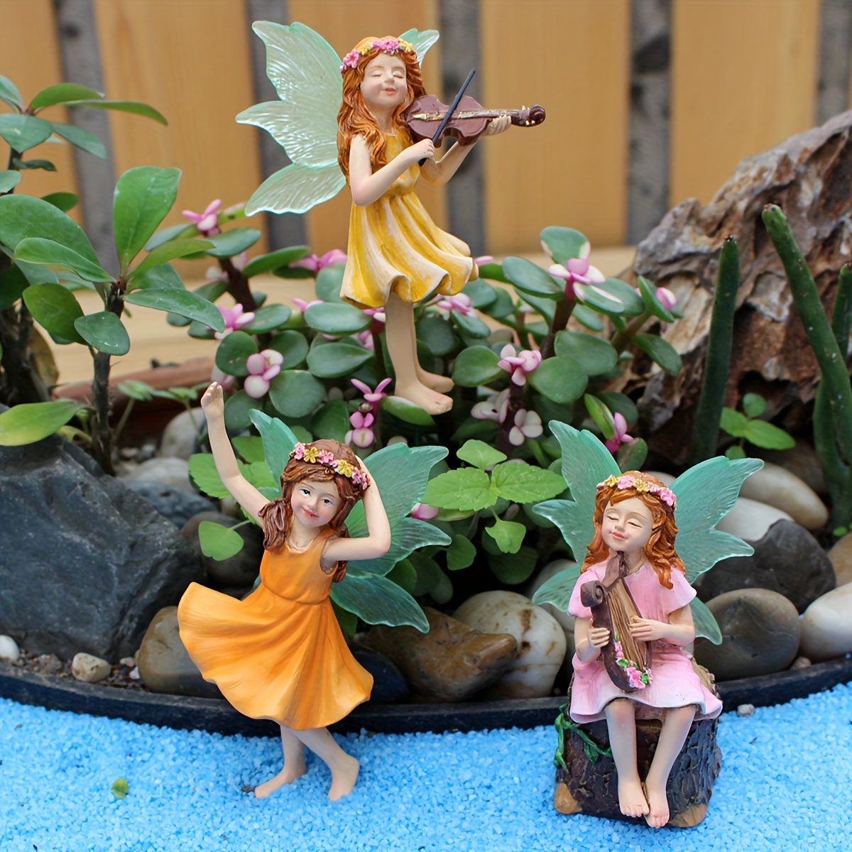 fairy garden statue set vibrant resin flower Temu - Main Image