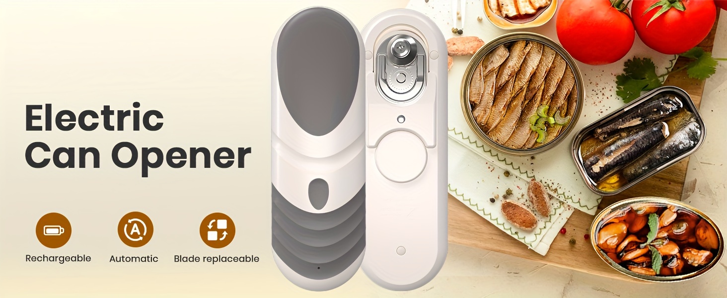 1pc mini electric can opener usb charging replaceable knife head   start automatic can opening no cape without hurt hand magnetic suction lid suitable for elderly or people with details 0