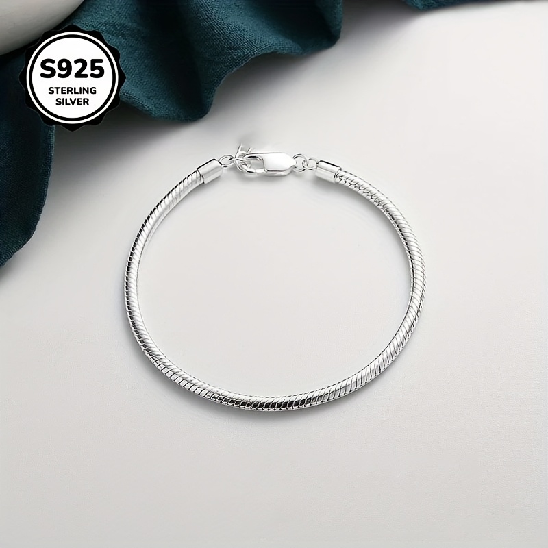 925 Sterling Silver Snake Bone Chain Couple Bracelet