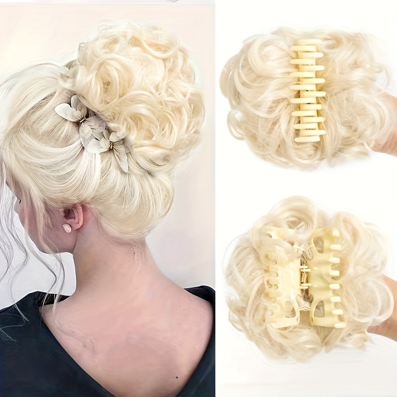 TEMU Pinza para moño despeinado y con clip pequeño - Adorno sintético esponjoso para todo tipo de peinados y de piel, peinado elegante para , fiestas