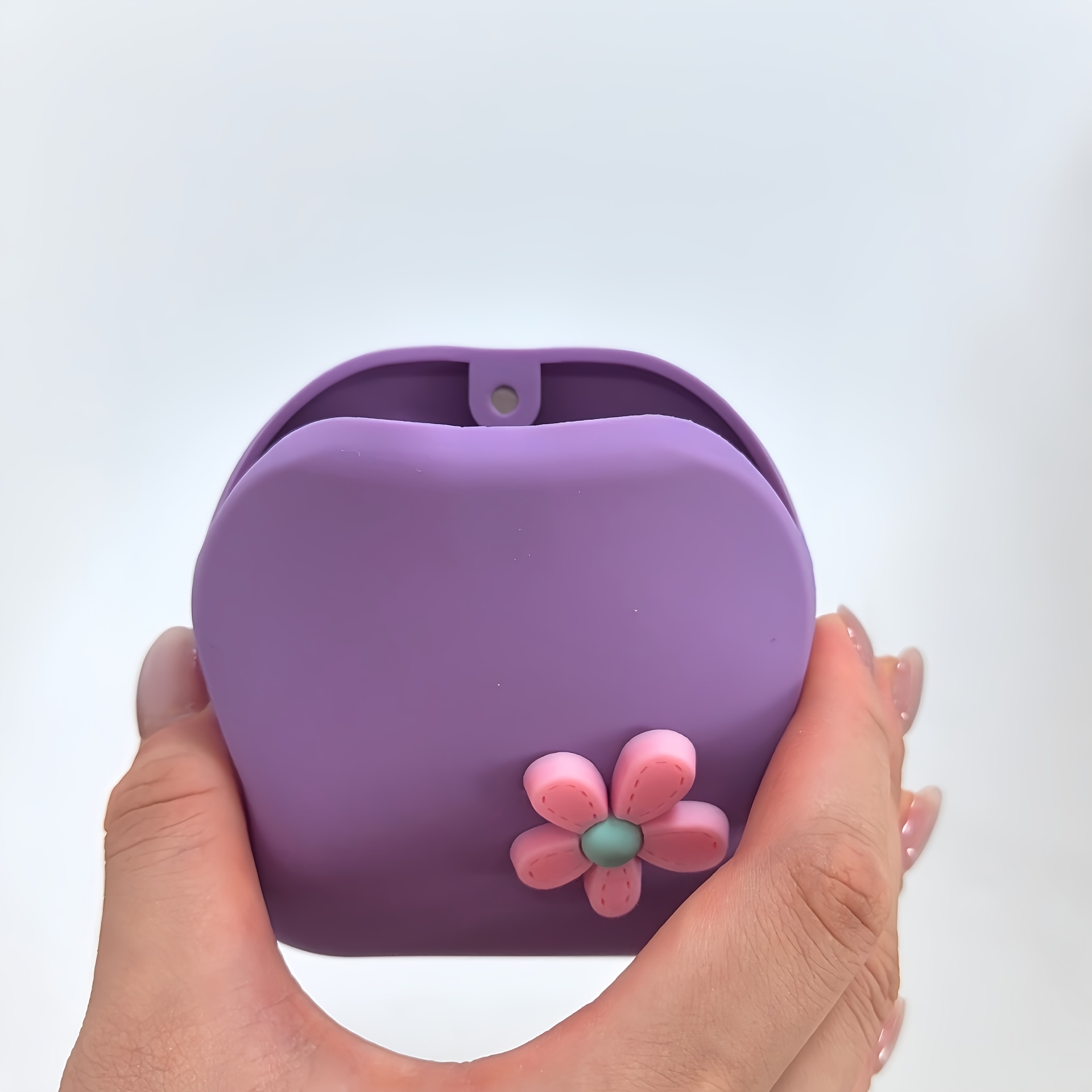 TEMU Nueva Magnética de Silicona Floral Pequeña y Fresca, Bolsa de Almacenamiento de Fácil, Billetera para Llaves, Estuche para Labiales, Organizador