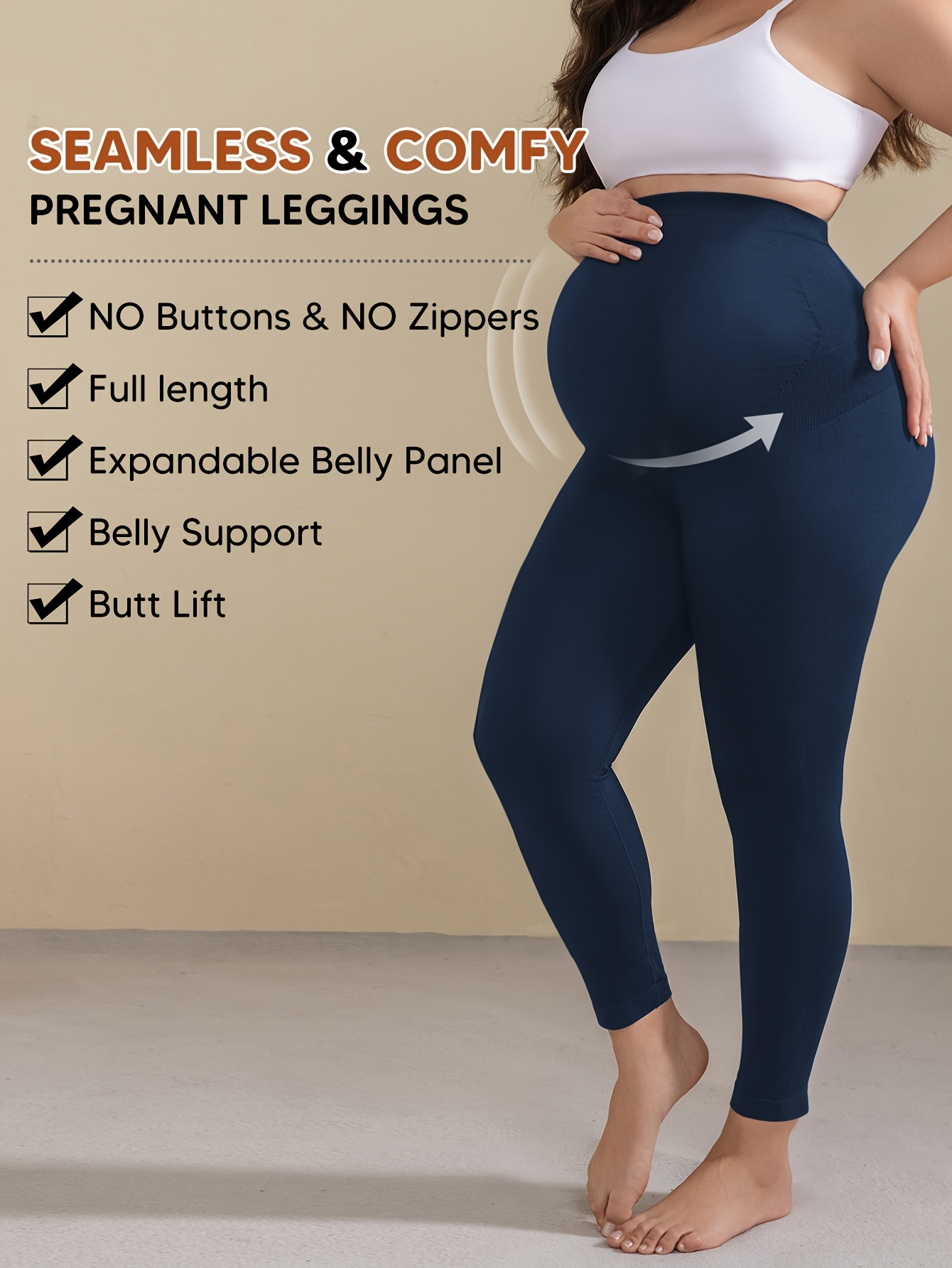 Athlemo 's Maternity Yoga Pants - Full Pregnancy Belly ( Size L-XL) | Single-Piece Seamless Leggings, Breathable Prenatal Workout Pants for Prenatal Exercise, Yoga & Fitness, All-Season (Month-by-Month Fit)