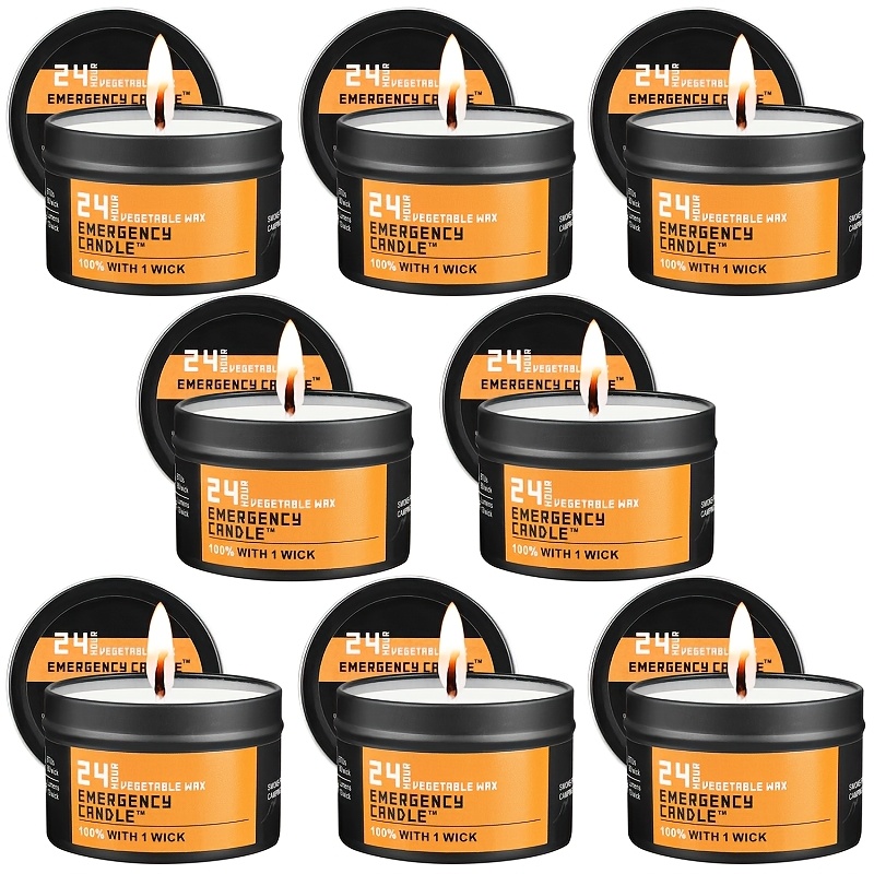 Image of 3/8pcs Of 24-hour Emergency Candles For Outdoor Camping, Emergency Lighting, Smokeless Soy Wax, Long-lasting Windproof, Portable, Canned , Suitable For , Emergency