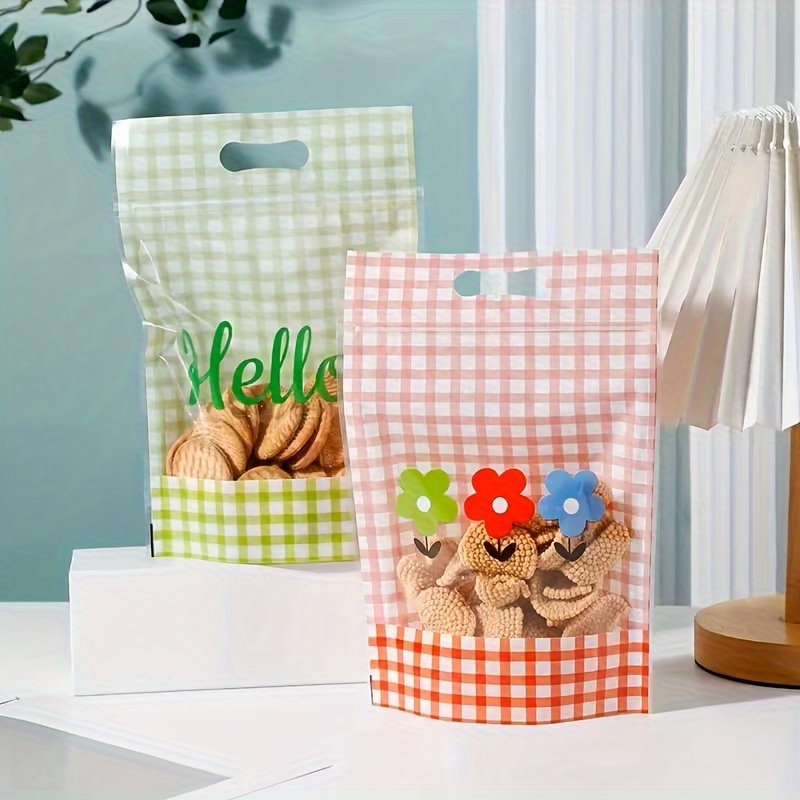 

40pcs Snack Bags With Clear Window, Reusable Zippered Food Packaging Pouches For Cookies And , Cookies