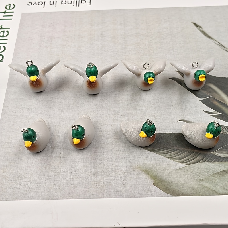 E-shop 8 Stk. Harz-Simulation Grüne Gans Tier-Anhänger, geeignet für DIY-Schmuckherstellung, für Party-Accessoires, Ohrringe, Halsketten,