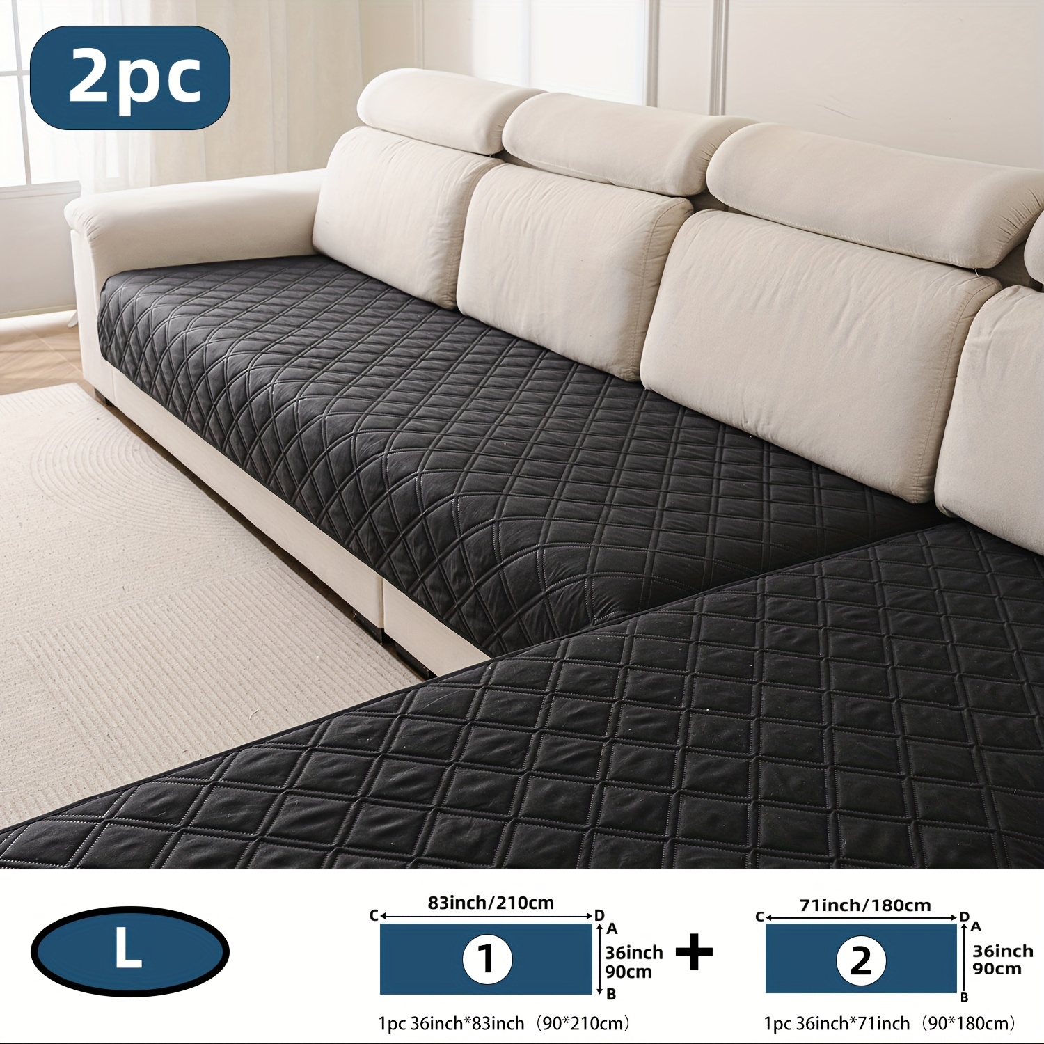 TEMU 2pcs Technology Technology Embossed High-quality Wear-resistant And Durable Sofa Cushion Cover - Pet Friendly, Universal High Quality And Anti